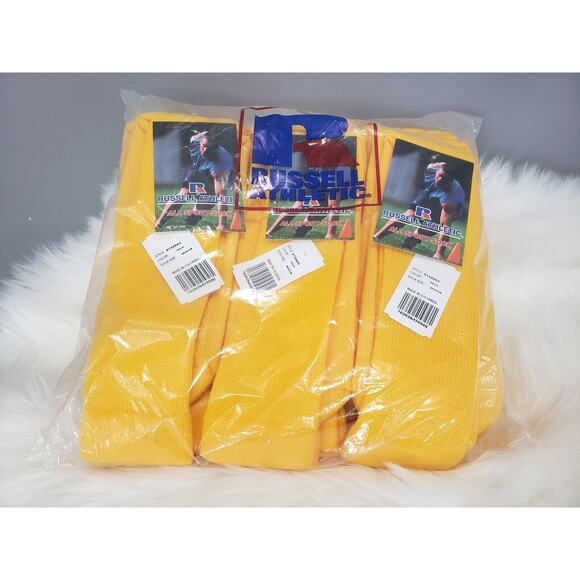 LOT‎ 12 Russell Athletic Mens All Sport Sock Medium Gold Yellow Soccer Football - Picture 1 of 6